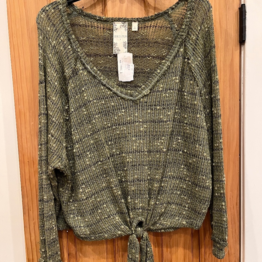 Blu Pepper Olive Multi Lightweight Tie  Sweater (Medium)